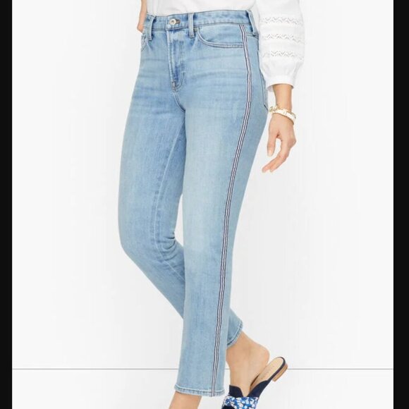 Talbots Denim - Talbots Modern Ankle Jeans Size 4 Ribbon Tape Sea Glass Wash Straight Leg Blue